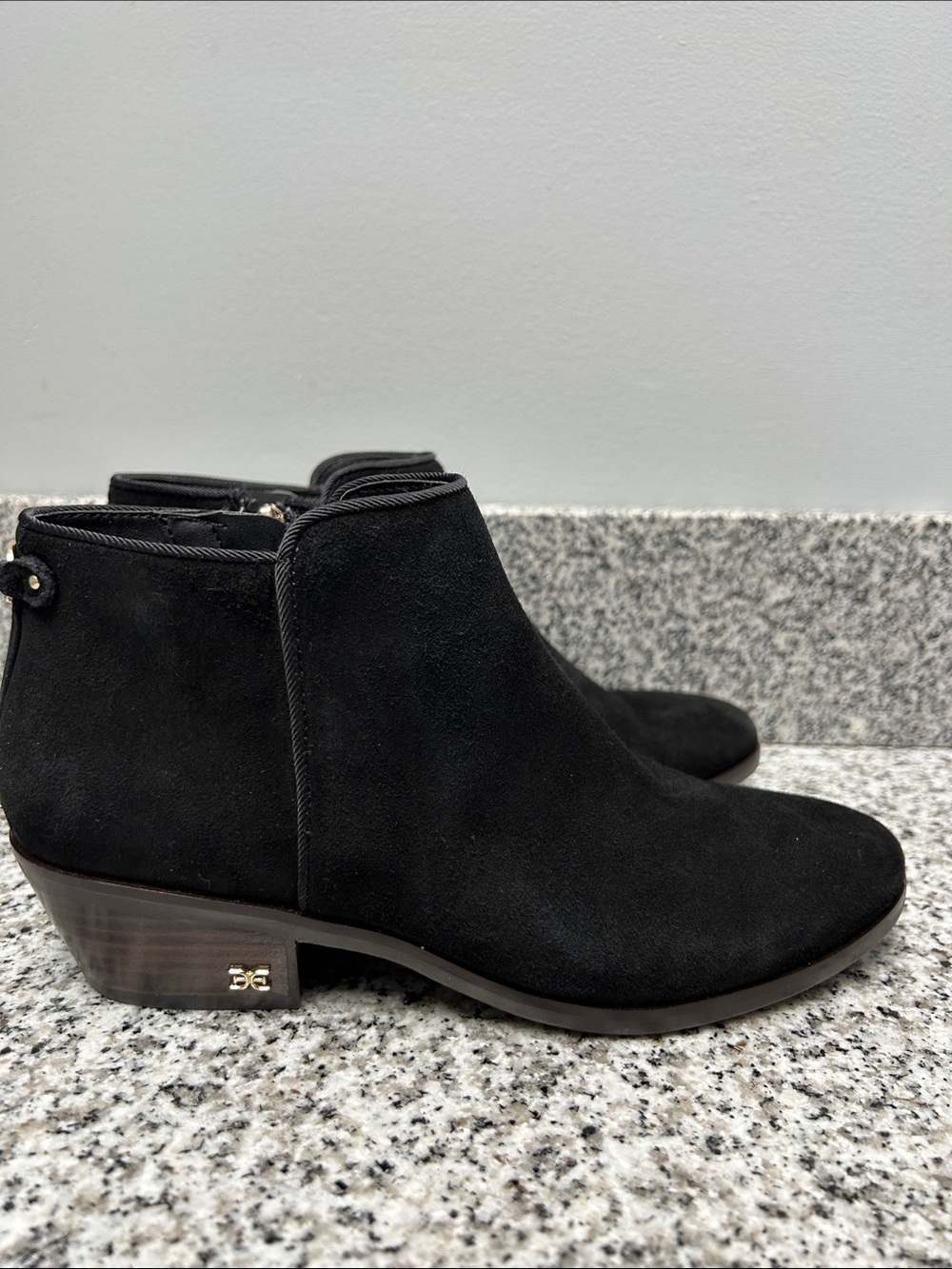 Sam Edelman Black Suede Leather Petty Ankle Boots